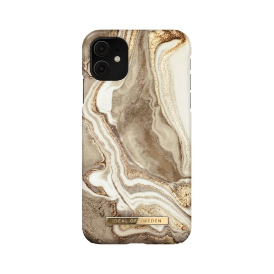 iDeal of Sweden Fashion GM19 Back Case priekš Apple iPhone 11 - Golden Sand Marble - plastikāta aizmugures apvalks ar iebūvētu metālisku plāksni / bampers-vāciņš