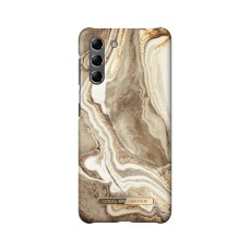iDeal of Sweden Fashion GM19 Back Case priekš Samsung Galaxy S21 G991 - Golden Sand Marble - plastikāta aizmugures apvalks ar iebūvētu metālisku plāksni / bampers-vāciņš