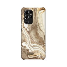 iDeal of Sweden Fashion GM19 Back Case priekš Samsung Galaxy S21 Ultra G998 - Golden Sand Marble - plastikāta aizmugures apvalks ar iebūvētu metālisku plāksni / bampers-vāciņš