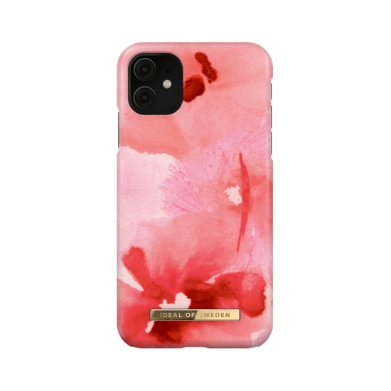 iDeal of Sweden Fashion SS21 Back Case priekš Apple iPhone 11 - Coral Blush Floral - plastikāta aizmugures apvalks ar iebūvētu metālisku plāksni / bampers-vāciņš