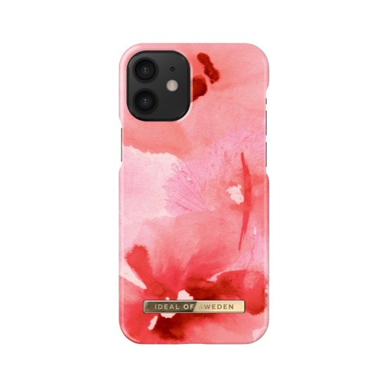 iDeal of Sweden Fashion SS21 Back Case priekš Apple iPhone 12 mini - Coral Blush Floral - plastikāta aizmugures apvalks ar iebūvētu metālisku plāksni / bampers-vāciņš