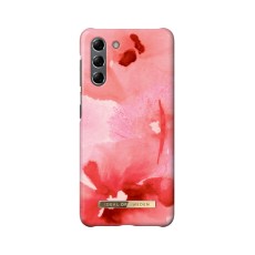 iDeal of Sweden Fashion SS21 Back Case priekš Samsung Galaxy S21 G991 - Coral Blush Floral - plastikāta aizmugures apvalks ar iebūvētu metālisku plāksni / bampers-vāciņš