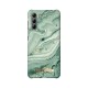 iDeal of Sweden Fashion SS21 Back Case priekš Samsung Galaxy S21 G991 - Mint Swirl Marble - plastikāta aizmugures apvalks ar iebūvētu metālisku plāksni / bampers-vāciņš