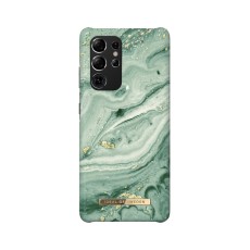 iDeal of Sweden Fashion SS21 Back Case priekš Samsung Galaxy S21 Ultra G998 - Mint Swirl Marble - plastikāta aizmugures apvalks ar iebūvētu metālisku plāksni / bampers-vāciņš
