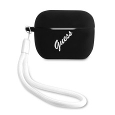 Guess GUACAPLSVSBW Silicone Vintage Case priekš Apple Airpods Pro - Melns / Balts - silikona apvalks bezvadu austiņu lādēšanas ierīcei
