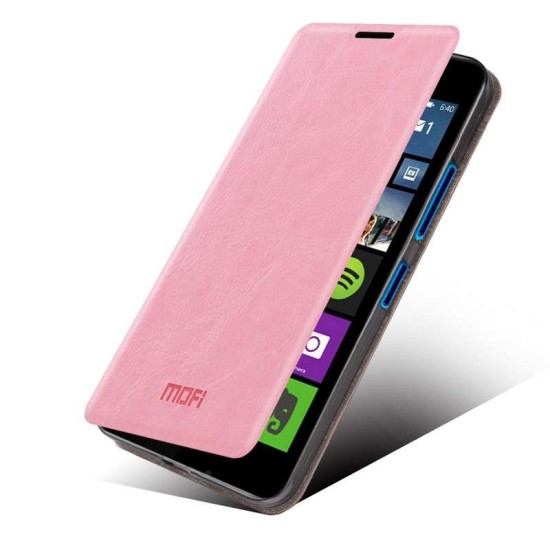 Mofi New Rui priekš Microsoft Lumia 640 XL - Rozā - sāniski atverams maciņš ar stendu (ādas maks, grāmatiņa, leather book wallet case cover stand)