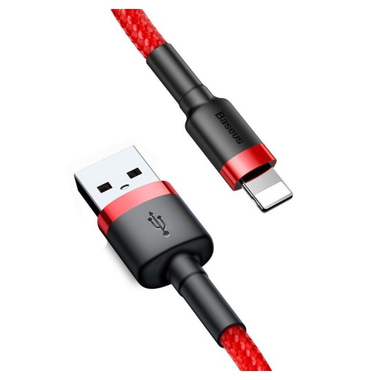 Baseus 0.5M Cafule 2.4A USB to Lightning cable - Sarkans - Apple iPhone / iPad lādēšanas un datu kabelis / vads