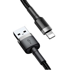 Baseus 0.5M Cafule 2.4A USB to Lightning cable - Melns / Pelēks - Apple iPhone / iPad lādēšanas un datu kabelis / vads