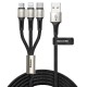 Baseus 1.2M 3in1 Charging Cable 3.5A USB to Lightning / Micro USB / Type-C cable - Melns - universāls lādēšanas un datu kabelis / vads