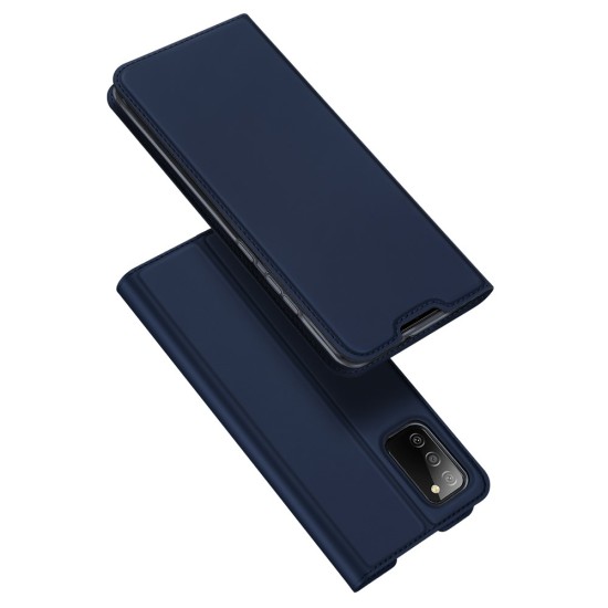 Dux Ducis Skin Pro series priekš Samsung Galaxy A02s A025G - Tumši Zils - sāniski atverams maciņš ar magnētu un stendu