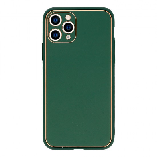 Tel Protect Luxury Leather Back Case priekš Apple iPhone 11 Pro - Zaļš - mākslīgās ādas apvalks / bampers-vāciņš