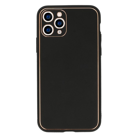 Tel Protect Luxury Leather Back Case priekš Apple iPhone 7 / 8 / SE2 (2020) / SE3 (2022) - Melns - mākslīgās ādas apvalks / bampers-vāciņš