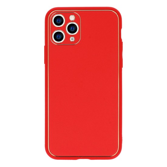 Tel Protect Luxury Leather Back Case priekš Apple iPhone 11 Pro - Sarkans - mākslīgās ādas apvalks / bampers-vāciņš