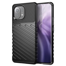 Thunder Series Twill Texture TPU Protector Case priekš Xiaomi Mi 11 - Melns - triecienizturīgs silikona aizmugures apvalks / bampers-vāciņš