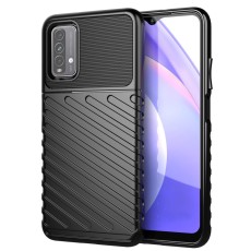 Thunder Series Twill Texture TPU Protector Case priekš Xiaomi Redmi 9T / Poco M3 - Melns - triecienizturīgs silikona aizmugures apvalks / bampers-vāciņš