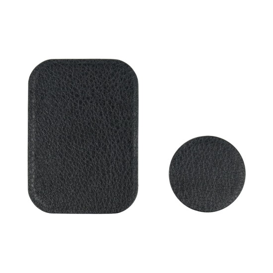 Leather badge for magnet car holder - Melns - Universālas metāliskas plāksnes priekš magnētiskajiem turētājiem 2gab