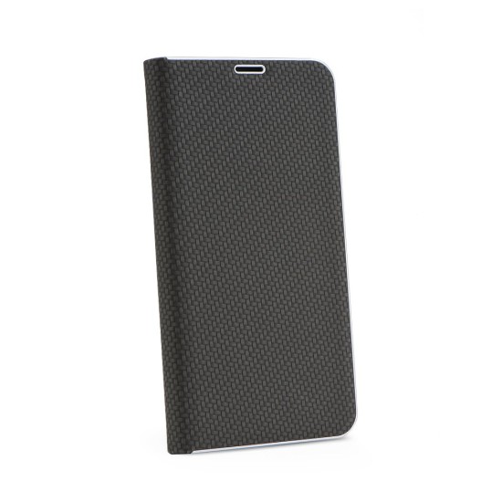 Luna Carbon Book Case для Xiaomi Redmi Note 10 / Note 10S / Poco M5s - Чёрный - чехол-книжка со стендом / подставкой