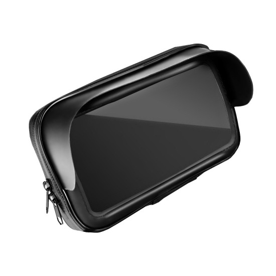 Universal Motorcycle Waterproof Phone holder with Zip and Hood - Melns - Universāls telefona turētājs / maks uz motocikla stūres ar aizsegu un rāvējslēdzēju