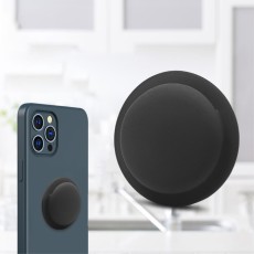 Stick on Cover Soft Silicone Protective Case priekš Apple AirTag - Melns - pielīmējams silikona apvalks bezvadu izsekošanas ierīcei