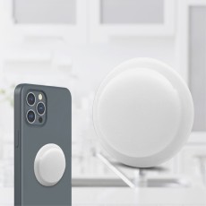 Stick on Cover Soft Silicone Protective Case priekš Apple AirTag - Balts - pielīmējams silikona apvalks bezvadu izsekošanas ierīcei