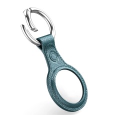 TPU Leather Grain Protective Sleeve Keychain priekš Apple AirTag - Tumši Zaļš - ādas imitācijas silikona apvalks / piekariņš bezvadu izsekošanas ierīcei