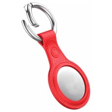 TPU Leather Grain Protective Sleeve Keychain priekš Apple AirTag - Sarkans - ādas imitācijas silikona apvalks / piekariņš bezvadu izsekošanas ierīcei