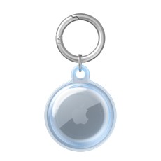 Shock Absorbing Soft TPU Protector Case with Keychain priekš Apple AirTag - Caurspīdīgs / Zils - triecienizturīgs silikona apvalks / piekariņš bezvadu izsekošanas ierīcei