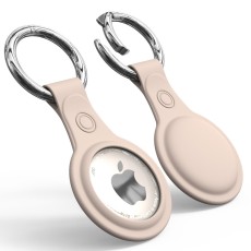 Ultra-thin Shockproof TPU Protective Case with Metal Ring priekš Apple AirTag - Bēšs - triecienizturīgs silikona apvalks / piekariņš bezvadu izsekošanas ierīcei