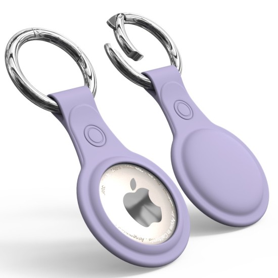 Ultra-thin Shockproof TPU Protective Case with Metal Ring priekš Apple AirTag - Violets - triecienizturīgs silikona apvalks / piekariņš bezvadu izsekošanas ierīcei