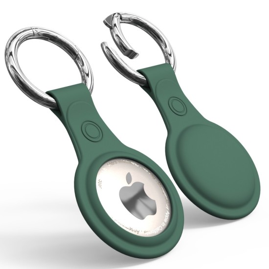 Ultra-thin Shockproof TPU Protective Case with Metal Ring priekš Apple AirTag - Zaļš - triecienizturīgs silikona apvalks / piekariņš bezvadu izsekošanas ierīcei