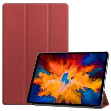 Tri-fold Stand PU Smart Auto Wake/Sleep Leather Case priekš Lenovo Tab P11 Pro TB-J706 - Bordo - sāniski atverams maciņš ar stendu
