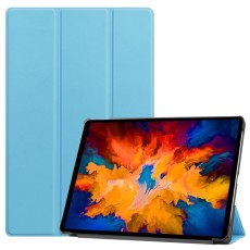 Tri-fold Stand PU Smart Auto Wake/Sleep Leather Case priekš Lenovo Tab P11 Pro TB-J706 - Gaiši Zils - sāniski atverams maciņš ar stendu