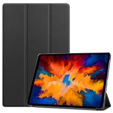 Tri-fold Stand PU Smart Auto Wake/Sleep Leather Case priekš Lenovo Tab P11 Pro TB-J706 - Melns - sāniski atverams maciņš ar stendu