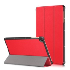 Tri-fold Stand PU Smart Auto Wake/Sleep Leather Case priekš Huawei MatePad T10 / T10s - Sarkans - sāniski atverams maciņš ar stendu