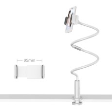 Universal Flexible Clip-on Base Phone Bracket Stand - Balts - Universāls lokans statīvs / turētājs telefonam ar knaģi