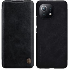 NILLKIN Qin Series Card Holder Leather Flip Case priekš Xiaomi Mi 11 - Melns - sāniski atverams maciņš (ādas maks, grāmatiņa, leather book wallet case cover)