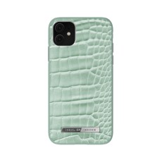 iDeal of Sweden Atelier SS21 Back Case priekš Apple iPhone 11 - Mint Croco - mākslīgās ādas aizmugures apvalks ar iebūvētu metālisku plāksni / bampers-vāciņš