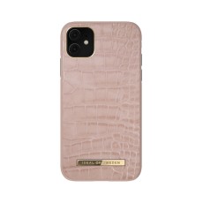 iDeal of Sweden Atelier SS21 Back Case priekš Apple iPhone 11 - Rose Croco - mākslīgās ādas aizmugures apvalks ar iebūvētu metālisku plāksni / bampers-vāciņš