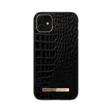 iDeal of Sweden Atelier AW20 Back Case priekš Apple iPhone 11 - Neo Noir Croco - mākslīgās ādas aizmugures apvalks ar iebūvētu metālisku plāksni / bampers-vāciņš