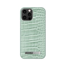 iDeal of Sweden Atelier SS21 Back Case priekš Apple iPhone 12 / 12 Pro - Mint Croco - mākslīgās ādas aizmugures apvalks ar iebūvētu metālisku plāksni / bampers-vāciņš