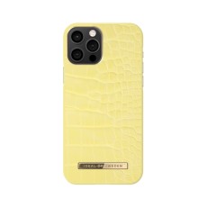 iDeal of Sweden Atelier SS21 Back Case priekš Apple iPhone 12 / 12 Pro - Lemon Croco - mākslīgās ādas aizmugures apvalks ar iebūvētu metālisku plāksni / bampers-vāciņš