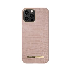 iDeal of Sweden Atelier SS21 Back Case priekš Apple iPhone 12 Pro Max - Rose Croco - mākslīgās ādas aizmugures apvalks ar iebūvētu metālisku plāksni / bampers-vāciņš