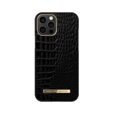 iDeal of Sweden Atelier AW20 Back Case priekš Apple iPhone 12 Pro Max - Neo Noir Croco - mākslīgās ādas aizmugures apvalks ar iebūvētu metālisku plāksni / bampers-vāciņš