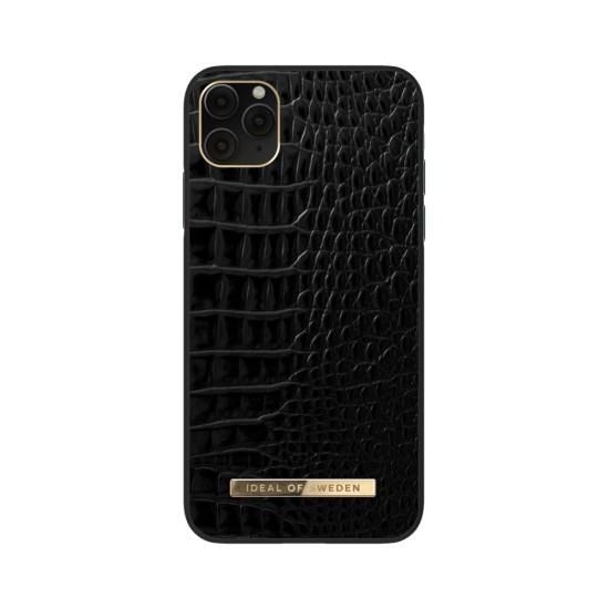 iDeal of Sweden Atelier AW20 Back Case priekš Apple iPhone 11 Pro Max - Neo Noir Croco - mākslīgās ādas aizmugures apvalks ar iebūvētu metālisku plāksni / bampers-vāciņš