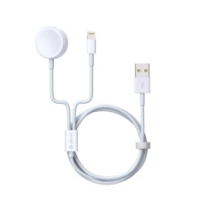Devia 2in1 Smart Lightning cable with Inductive Charger for Apple Watch - Balts - vads / kabelis ar induktīvu bezvadu lādētāju / paliktni priekš viedpulksteņiem