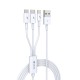 Devia 1.2M 3in1 Smart 2A USB to Lightning / Micro USB / Type-C - Balts - universāls lādēšanas un datu kabelis / vads