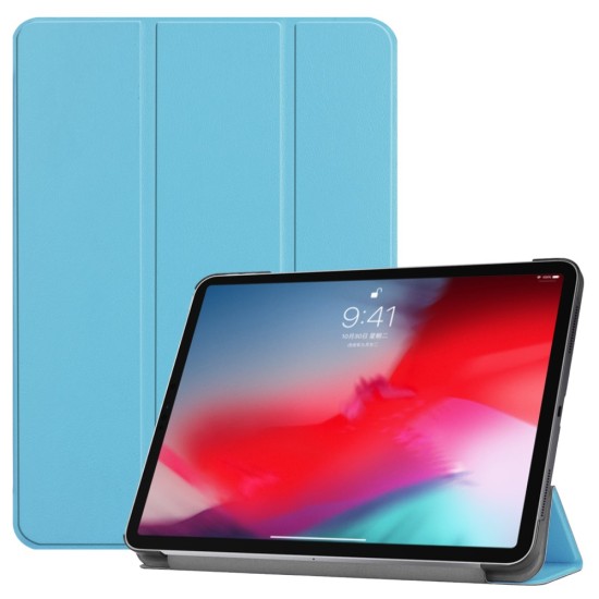 Tri-fold Stand PU Leather Smart Case priekš Apple iPad Pro 11 (2020 / 2021 / 2022) - Gaiši Zils - sāniski atverams maciņš ar stendu