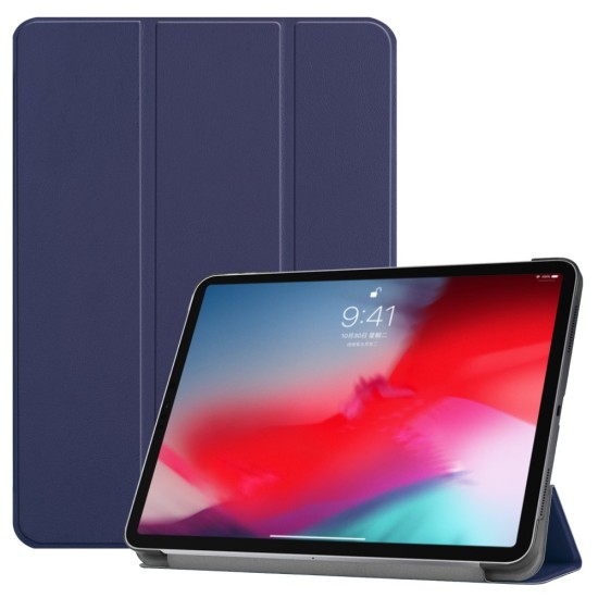 Tri-fold Stand PU Leather Smart Case priekš Apple iPad Pro 11 (2020 / 2021 / 2022) - Tumši Zils - sāniski atverams maciņš ar stendu