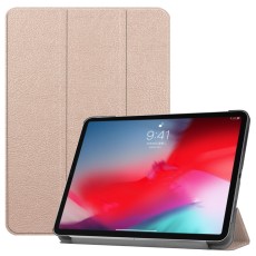 Tri-fold Stand PU Leather Smart Case priekš Apple iPad Pro 11 (2020 / 2021 / 2022) - Rozā Zelts - sāniski atverams maciņš ar stendu