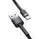 Baseus 1M Cafule 3A USB to Type-C cable - Melns - USB-C lādēšanas un datu kabelis / vads